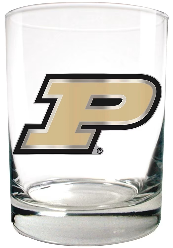 White Purdue Boilermakers 14oz Emblem Rock Glass