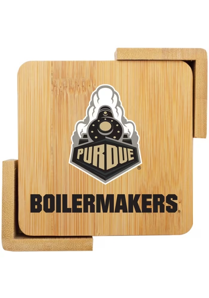 Gold Purdue Boilermakers 4 pack wooden Coaster