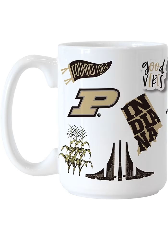Gold Purdue Boilermakers 15oz Native Ceramic Mug
