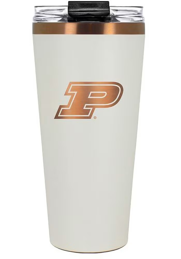 White Purdue Boilermakers 32oz Cream + Copper Stainless Steel Tumbler