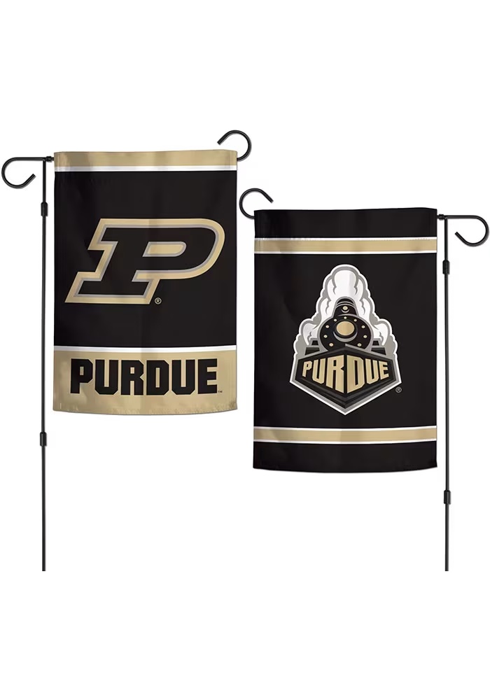 Black Purdue Boilermakers Logo Stripe Garden Flag