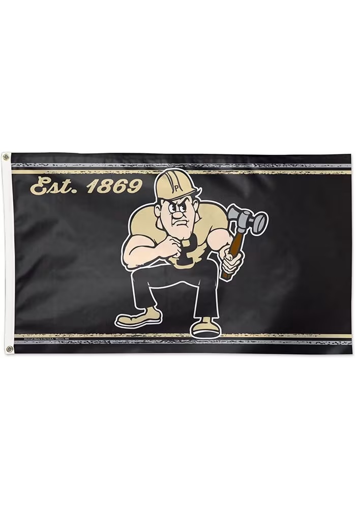 Gold Purdue Boilermakers 3x5 Mascot Silk Screen Grommet Flag