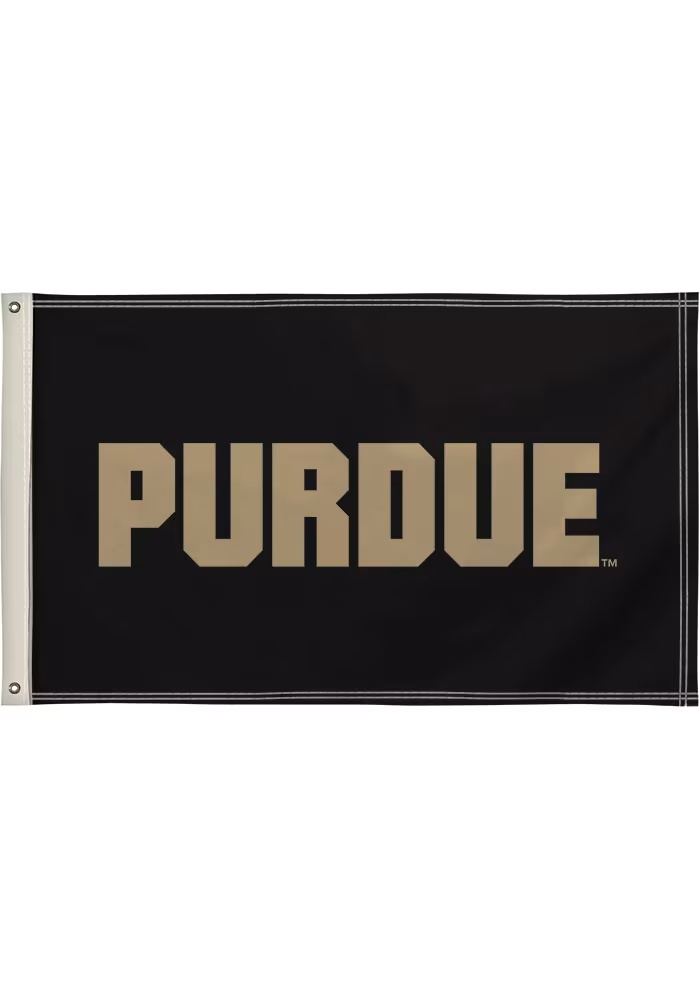 Black Purdue Boilermakers 3x5 Design Silk Screen Grommet Flag