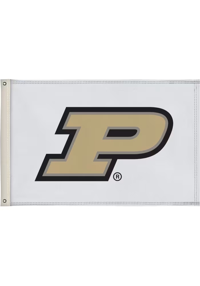 White Purdue Boilermakers 2x3 Style Silk Screen Grommet Flag