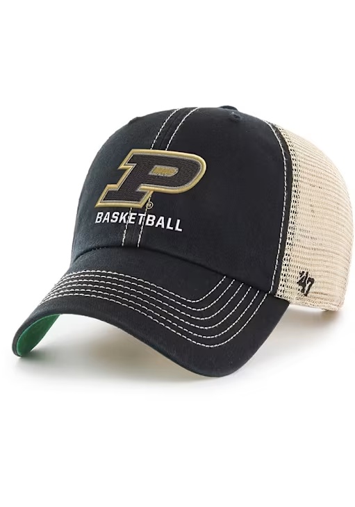 47 Black Purdue Boilermakers Basketball Trawler Adjustable Hat