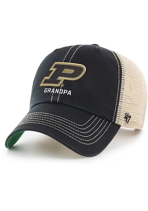 47 Black Purdue Boilermakers Grandpa Trawler Adjustable Hat