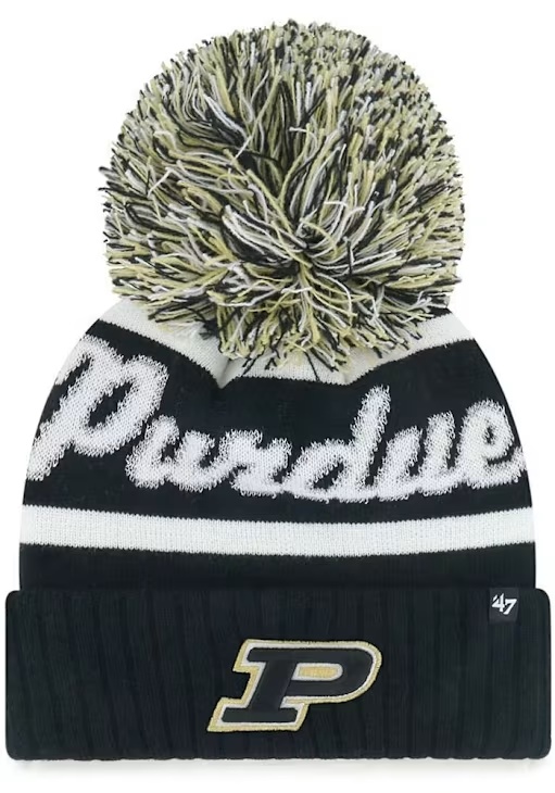 Purdue Boilermakers 47 Spirited Cuff Pom Womens Knit Hat - Black