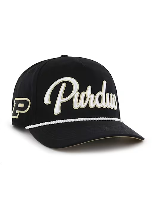 47 Black Purdue Boilermakers Overhand Hitch Adjustable Hat
