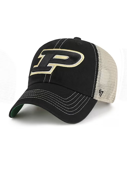 47 Black Purdue Boilermakers Trawler Clean Up Adjustable Hat