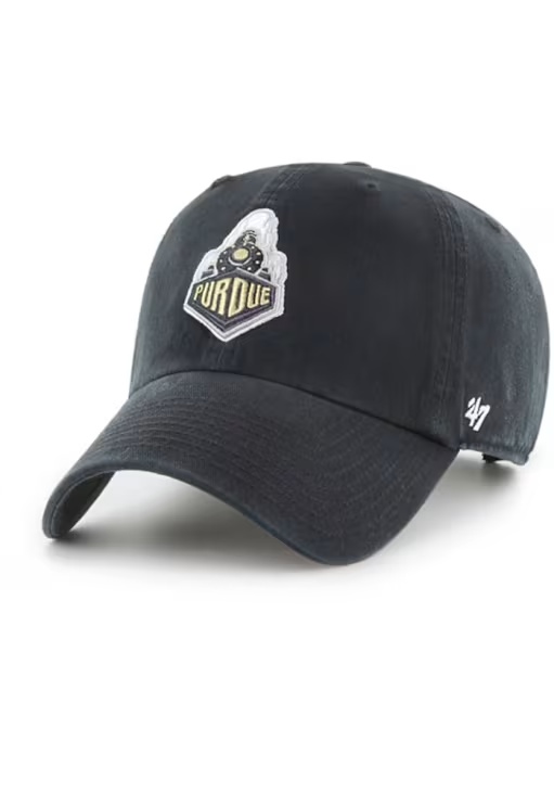 47 Black Purdue Boilermakers Clean Up Adjustable Hat