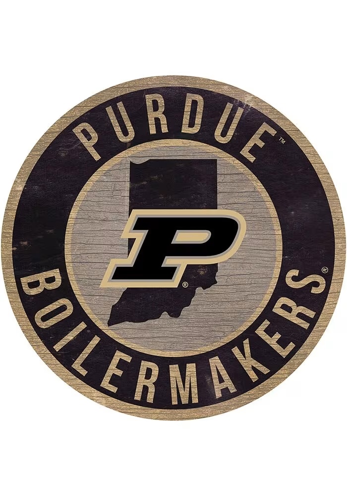 Gold Purdue Boilermakers State Circle Sign Sign