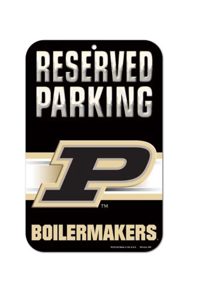 Black Purdue Boilermakers Reserved Parking Plastic Sign