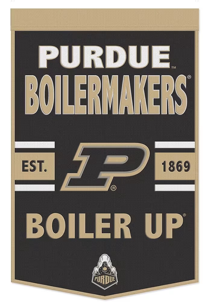 Black Purdue Boilermakers 24x38 Slogan Banner