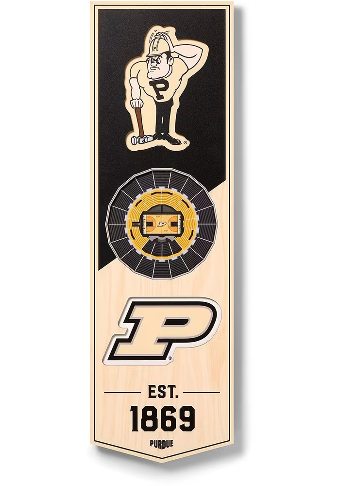 Black Purdue Boilermakers 6x19 inch 3D Stadium Sign