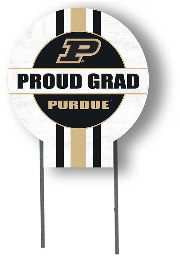 White Purdue Boilermakers Grad graduation graphic Yard Sign