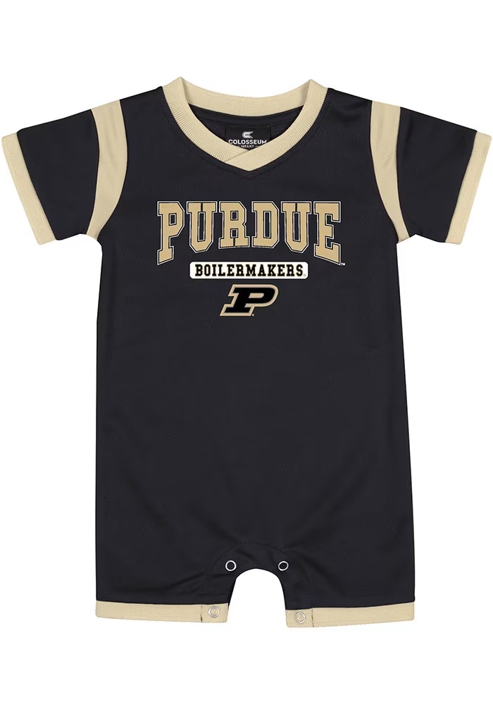 Baby Purdue Boilermakers Black Colosseum Arcade Short Sleeve One Piece