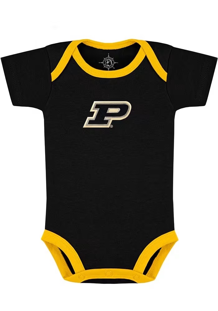 Baby Black Purdue Boilermakers 2 Tone Short Sleeve One Piece