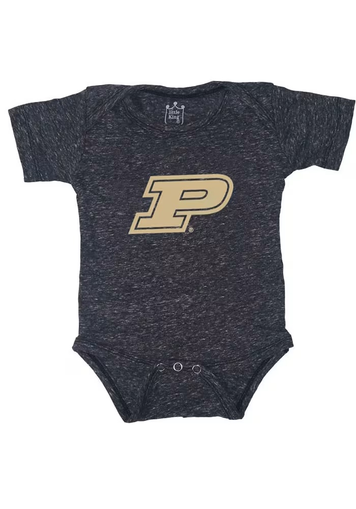 Baby Purdue Boilermakers Black Little King Primary Logo Graphic Short Sleeve One Piece