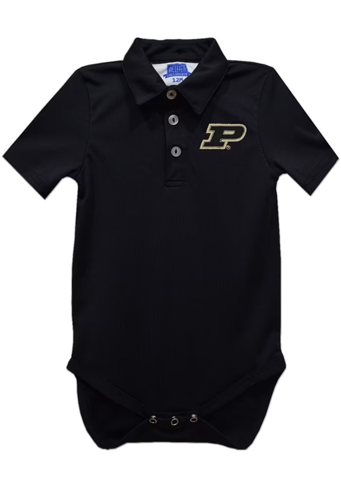 Baby Purdue Boilermakers Black Vive La Fete Team Short Sleeve One Piece Polo