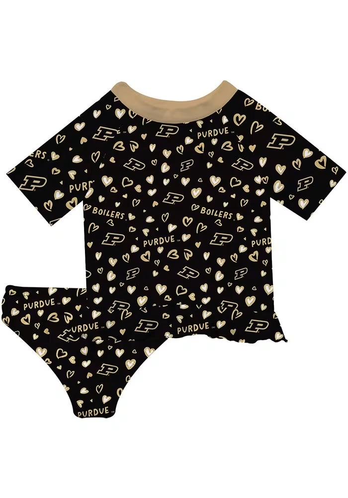 Infant Girls Purdue Boilermakers Black Vive La Fete Rash Guard Short Sleeve T-Shirt