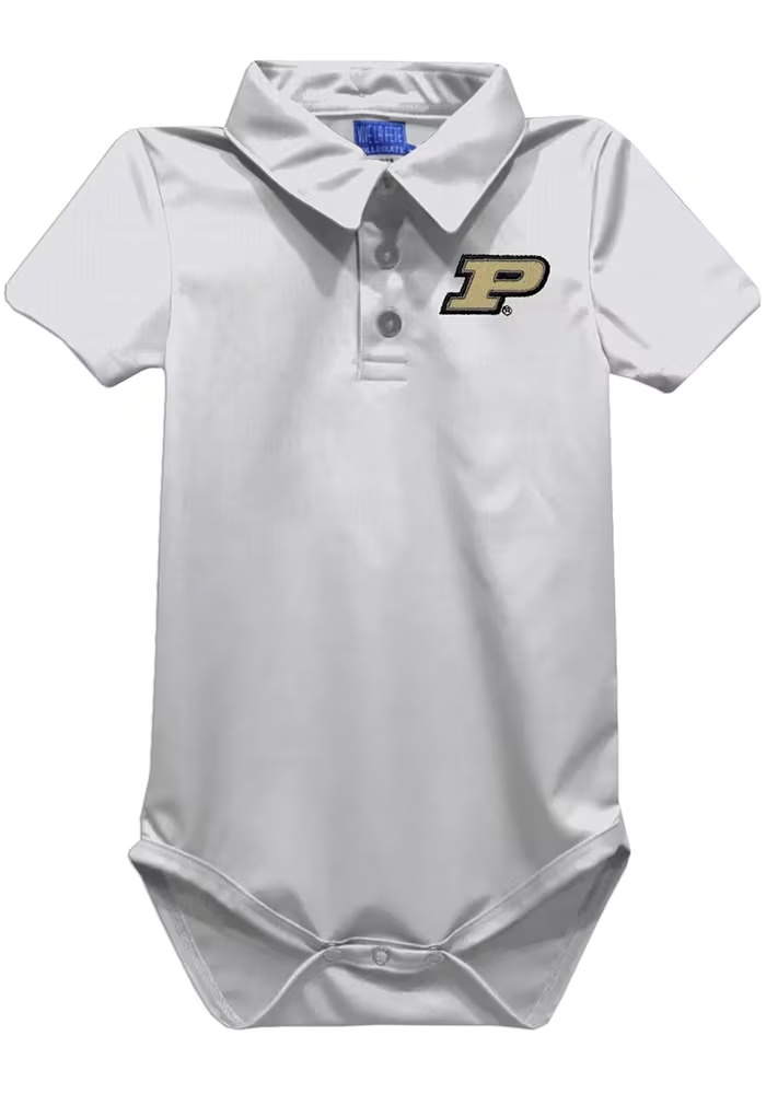 Baby Purdue Boilermakers White Vive La Fete Team Short Sleeve One Piece Polo