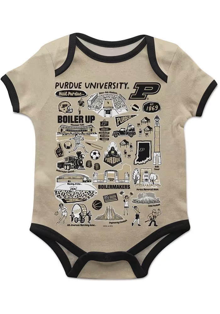 Baby Purdue Boilermakers Gold Vive La Fete Impressions Short Sleeve One Piece
