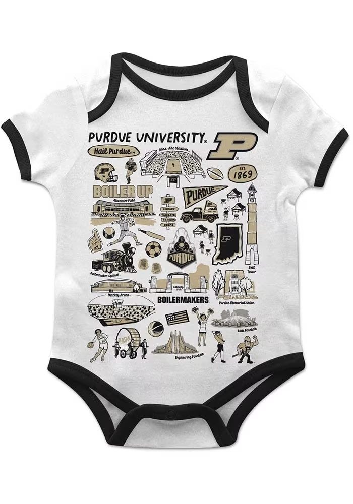 Baby Purdue Boilermakers White Vive La Fete Impressions Short Sleeve One Piece