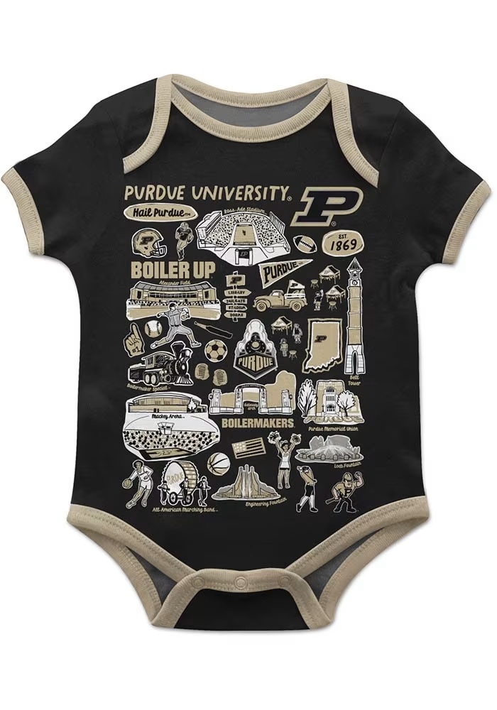 Baby Purdue Boilermakers Black Vive La Fete Impressions Short Sleeve One Piece