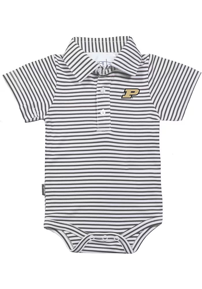 Baby Charcoal Purdue Boilermakers Carson Striped Short Sleeve One Piece Polo