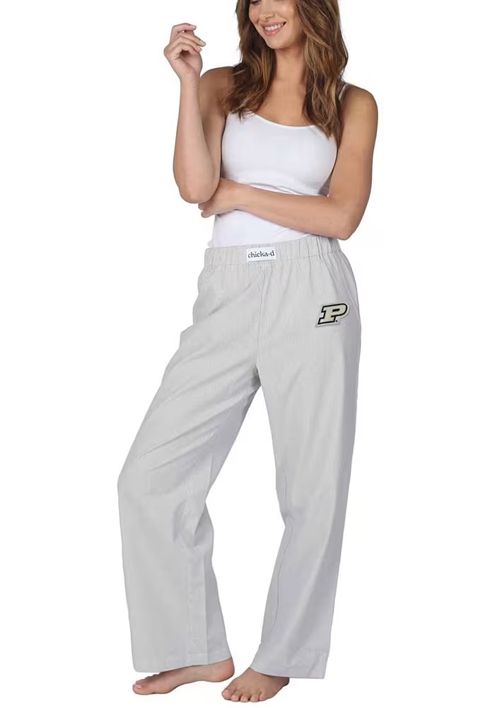 Womens Grey Purdue Boilermakers Striped Loungewear Sleep Pants