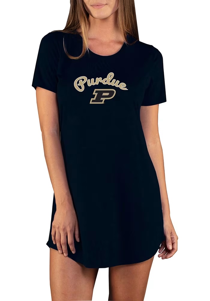Womens Purdue Boilermakers Black Concepts Sport Marathon Loungewear Sleep Shirt