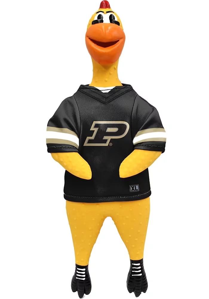 Yellow Purdue Boilermakers Rubber Chicken Pet Toy