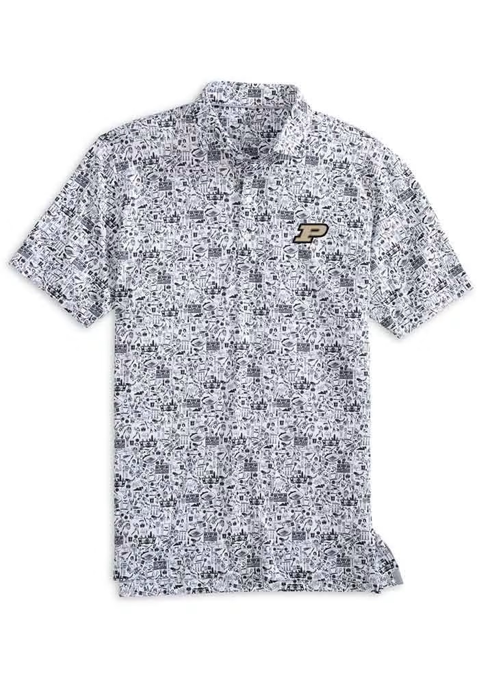 Mens Purdue Boilermakers Black Johnnie O Tailgater 2.0 Short Sleeve Fashion Polo