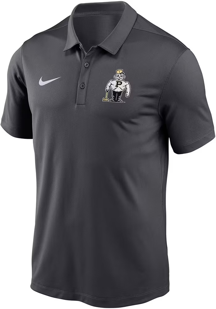 Mens Purdue Boilermakers Anthracite Nike Victory Short Sleeve Polo Shirt