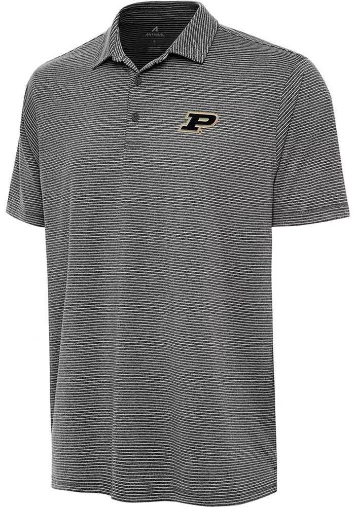 Mens Purdue Boilermakers Black Antigua Scheme Short Sleeve Polo Shirt