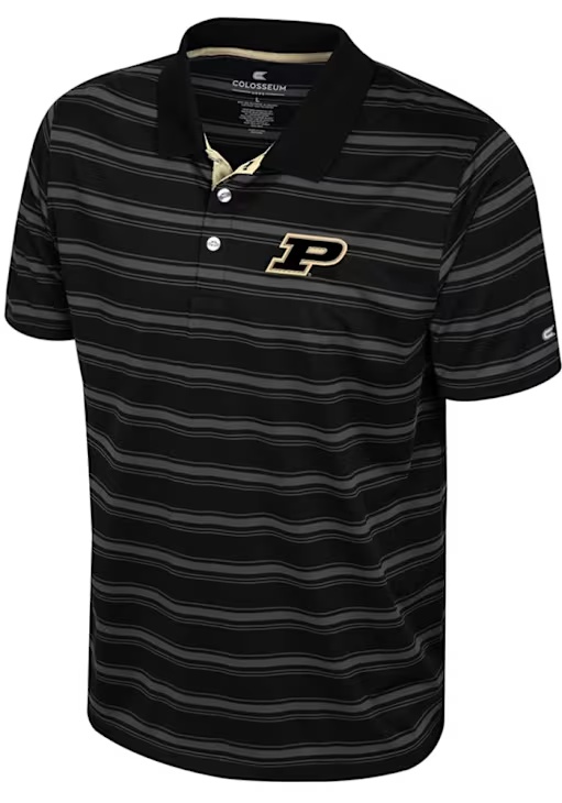 Mens Purdue Boilermakers Black Colosseum Milk Steak Short Sleeve Polo Shirt