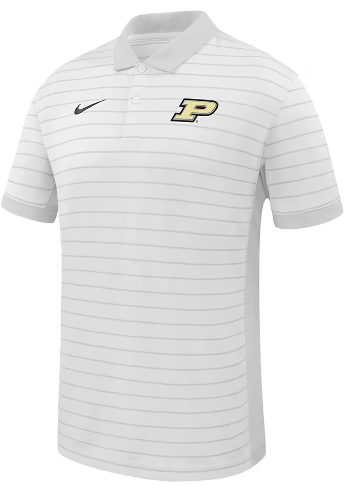 Mens Purdue Boilermakers White Nike Primary Team Logo Victory Short Sleeve Polo Shirt