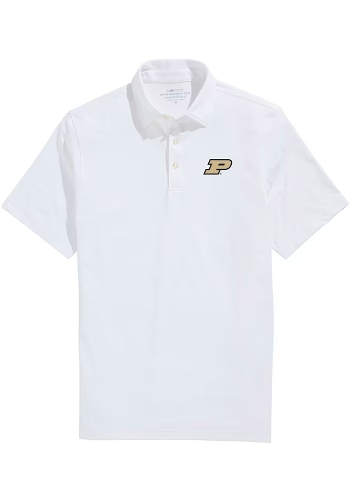Mens Purdue Boilermakers White Vineyard Vines Sankaty Short Sleeve Fashion Polo