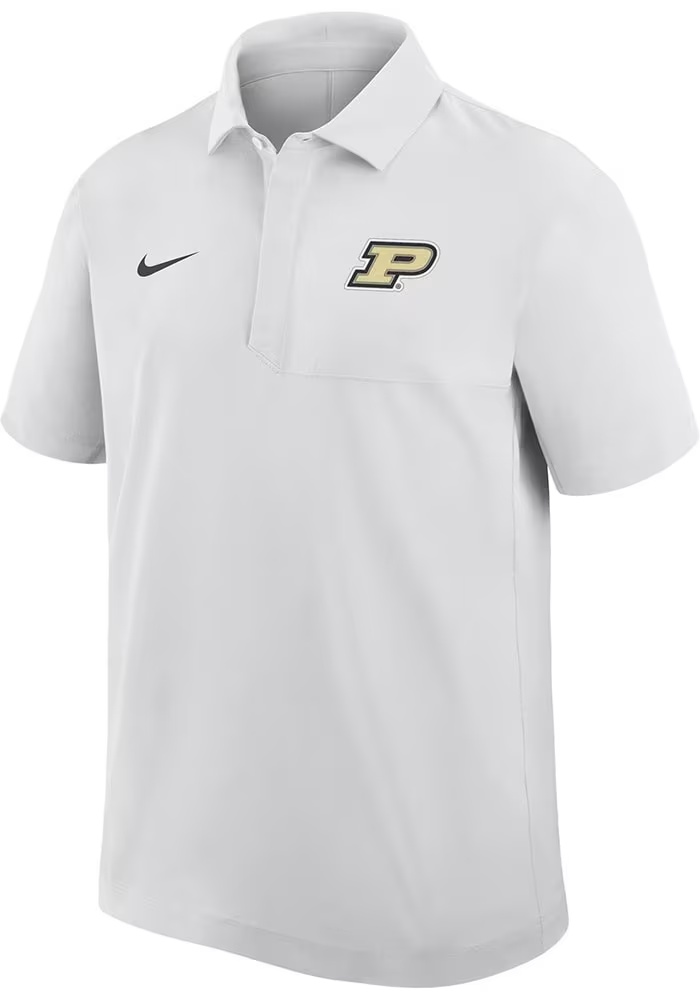 Mens Purdue Boilermakers White Nike 0 Sideline Woven Short Sleeve Polo Shirt