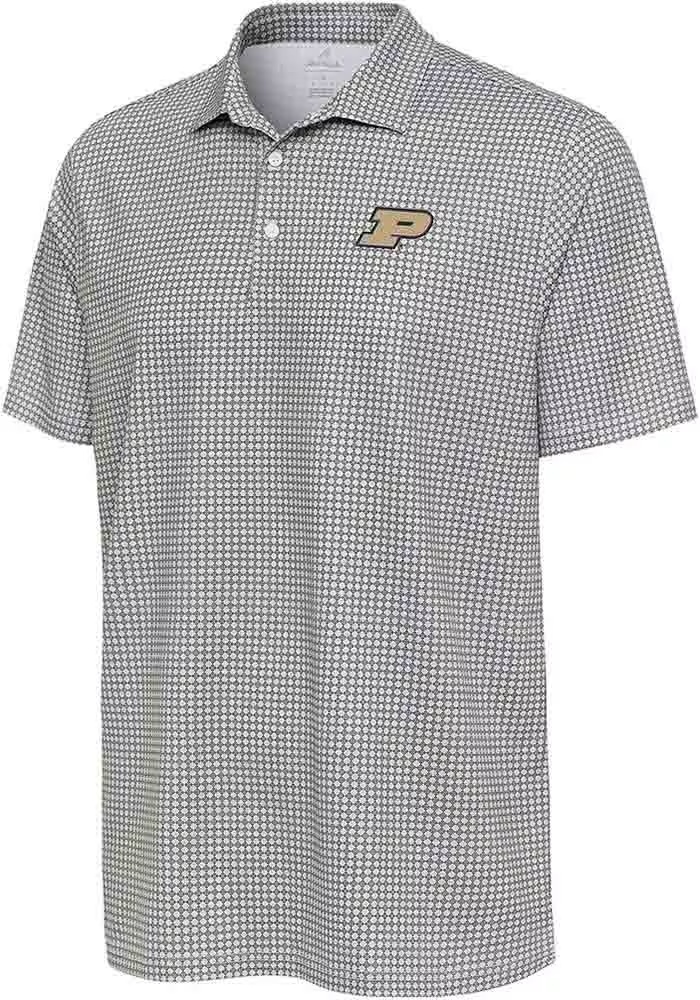 Mens Purdue Boilermakers Black Antigua Breeze Short Sleeve Polo Shirt
