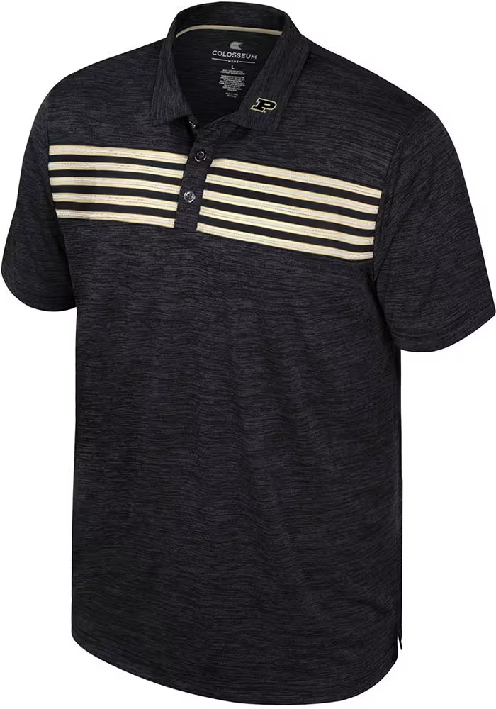 Mens Purdue Boilermakers Black Colosseum Theoretical Short Sleeve Polo Shirt