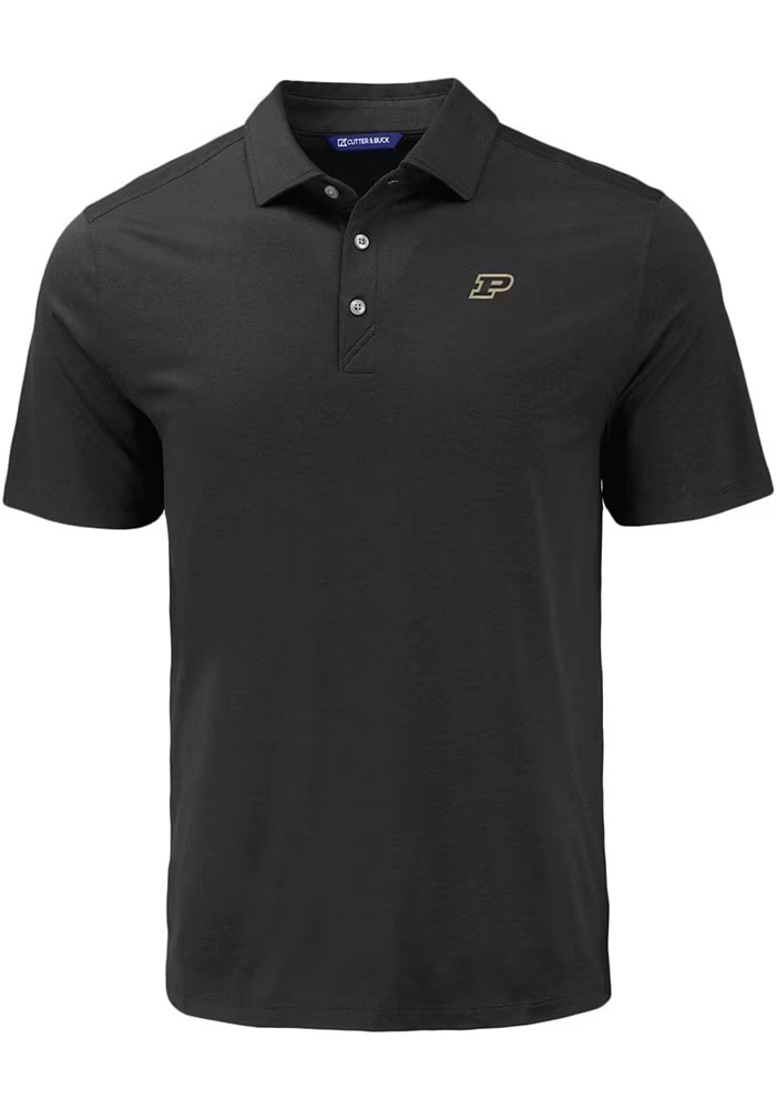 Mens Purdue Boilermakers Black Cutter and Buck Coastline Eco Short Sleeve Polo Shirt