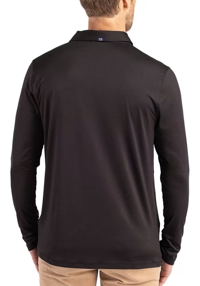 Mens Purdue Boilermakers Black Cutter and Buck Coastline Long Sleeve Polo Shirt