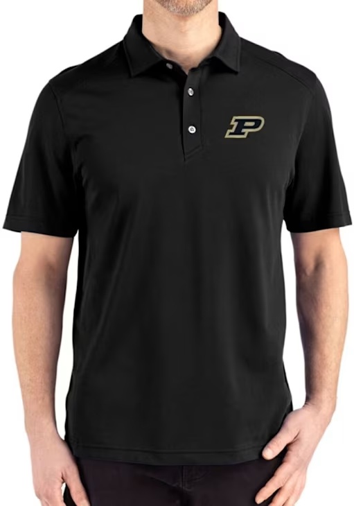 Purdue Boilermakers Black Cutter and Buck Advantage Refresh Pique Big and Tall Polo