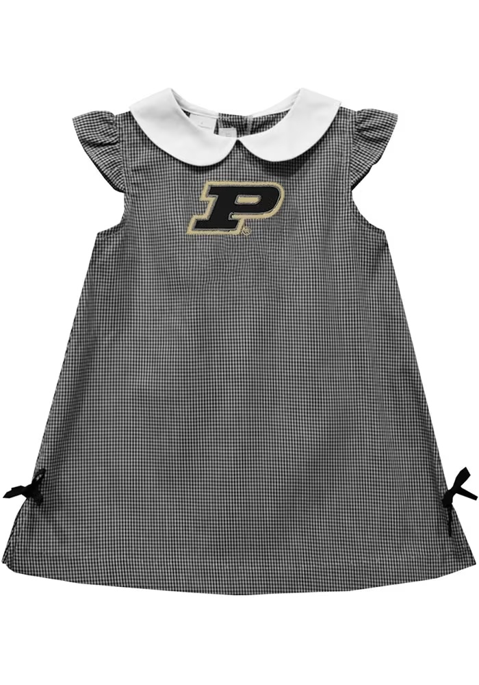 Toddler Girls Purdue Boilermakers Black Vive La Fete Gingham Short Sleeve Dress