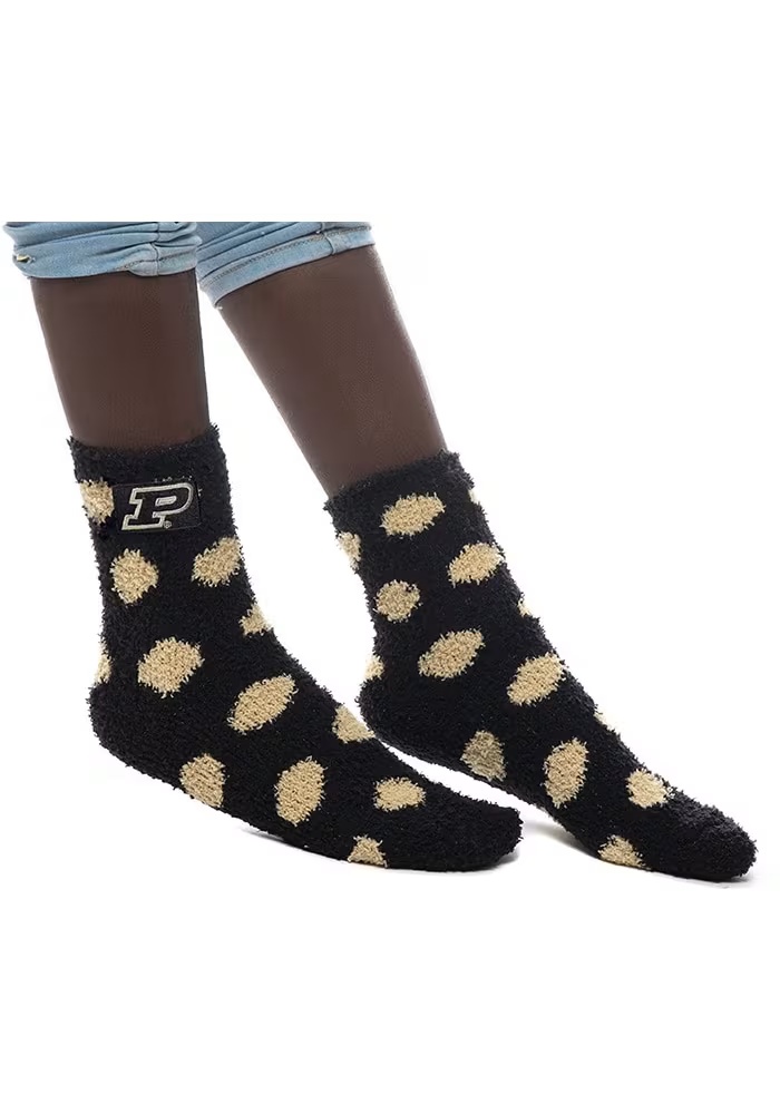Fuzzy Dot Purdue Boilermakers Womens Quarter Socks - Gold