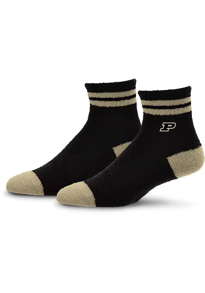 Stripe Cozy Quarter Purdue Boilermakers Womens Quarter Socks - Gold