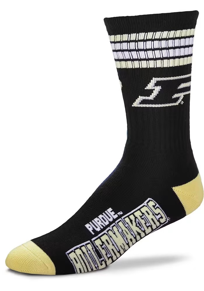 4 Stripe Deuce Purdue Boilermakers Mens Crew Socks - Black