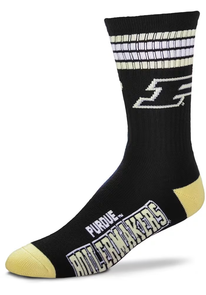 4 Stripe Deuce YTH Purdue Boilermakers Youth Crew Socks - Black