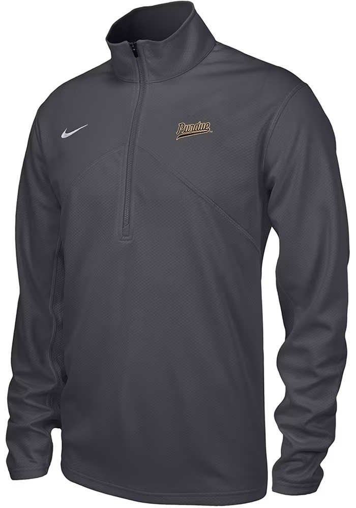 Mens Purdue Boilermakers Anthracite Nike Vintage Script Training Qtr Zip Pullover